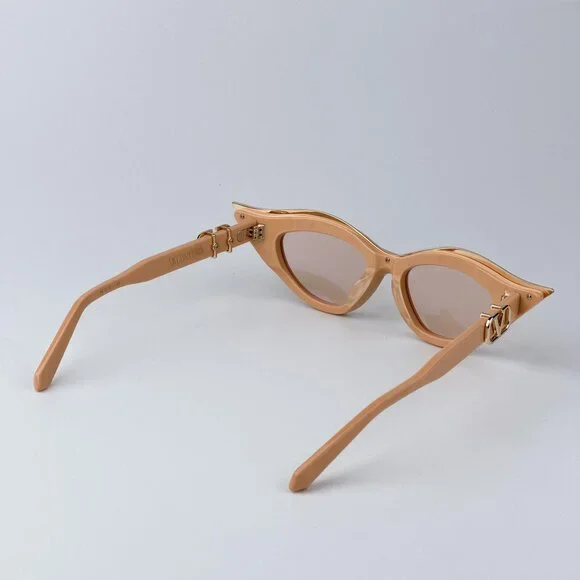 Valentino Women Sunglasses Beige Gold Nude Cat Eye V - GOLDCUT - II VLS-114C-49 Valentino VLS114-C V-Goldcut II Beige Cat Eye Sunglasses  main image 2